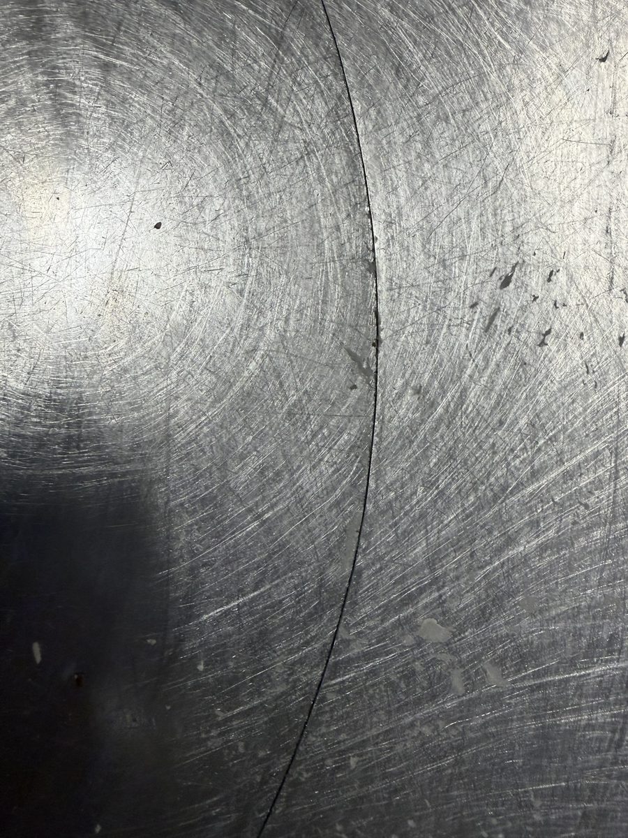 Interior hairline crack